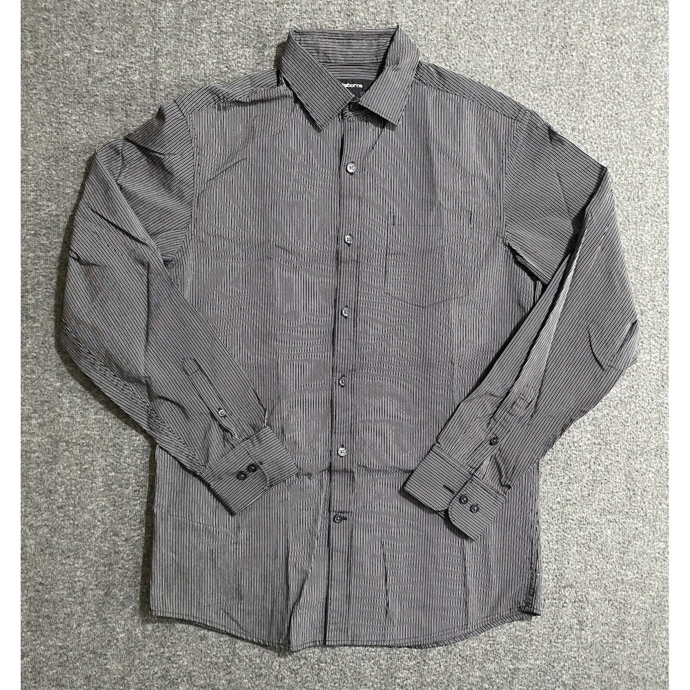 Claiborne Button Down Mens Long Sleeve Shirt Charcoal Size S